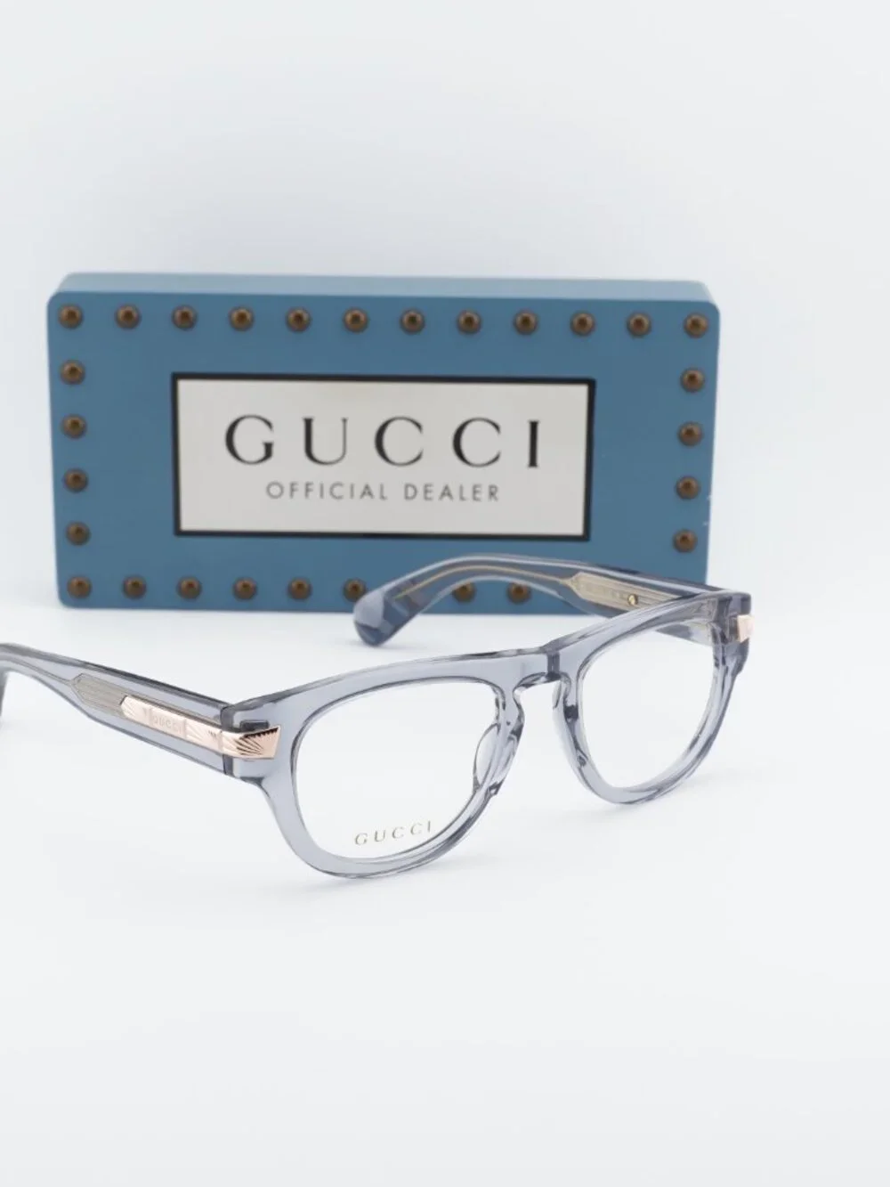 Gucci GG1519O 003 Oval Eyeglasses - Shiny Transparent Grey 51mm